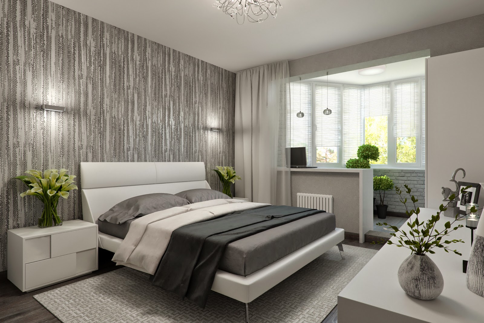 Спальня с балконом: дизайн с особенностями
 Дизайн Спальни С Угловой Гардеробной