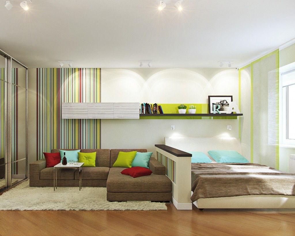 Дизайн гостиной и спальни в одной комнате: правильное зонирование