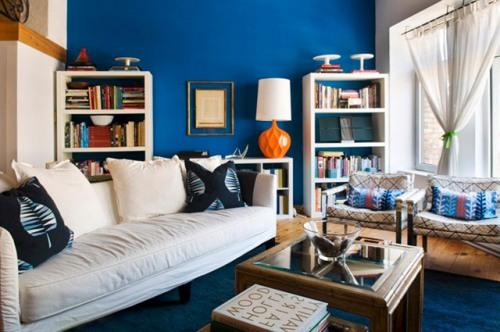 Интерьер гостиной в синем цвете в фото