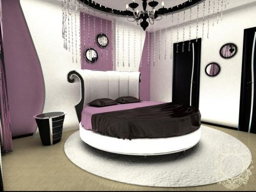 Спальня с круглой кроватью в фото