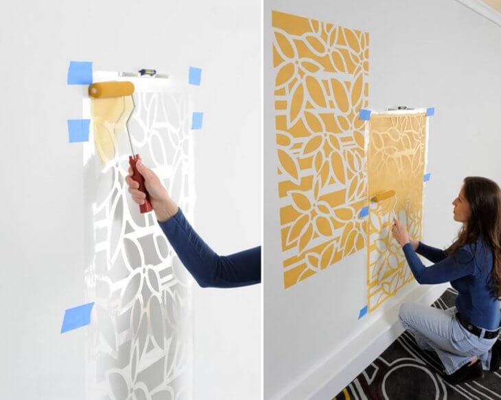 Как своими руками изготовить и использовать трафареты для стен под покраску? в фото