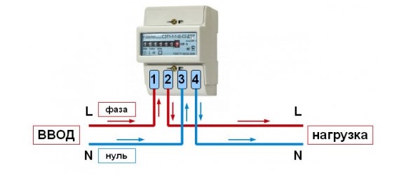 Схема подключения однофазного счетчика к сети 220 Вольт в фото