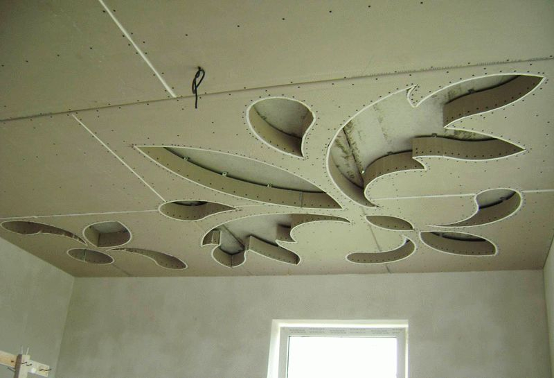 Монтаж и отделка потолка из гипсокартона в фото
