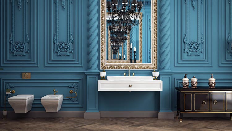 Красивый дизайн ванной комнаты в стиле барокко в фото