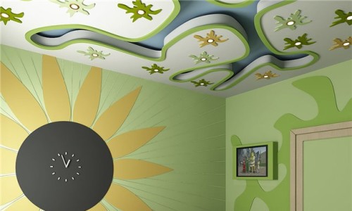 Как правильно сделать потолок в детской комнате в фото