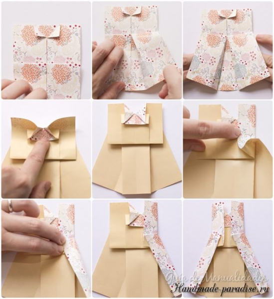 Платье из бумаги в технике оригами в фото