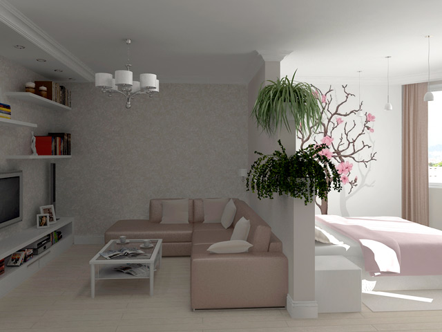 Дизайн гостиной-спальни 18 кв м в фото