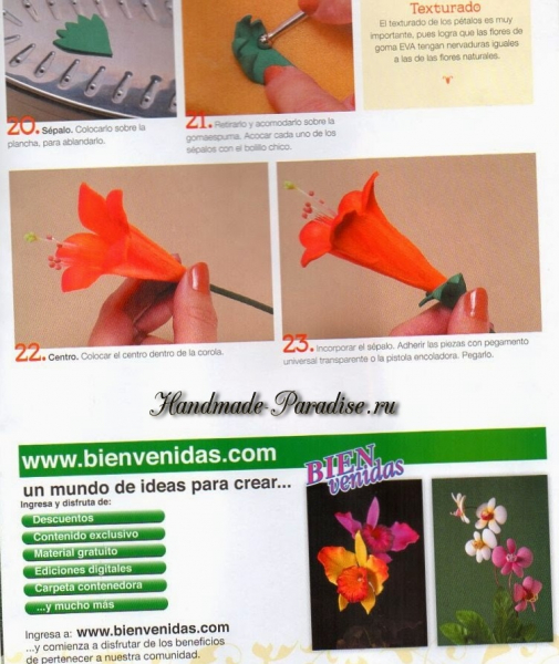 Цветы из фоамирана. Инструкции и шаблоны в фото