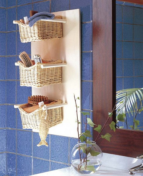 Полочки, коробки, корзины стеллажи и другие идеи для хранения вещей в ванной комнате (50 фото) в фото