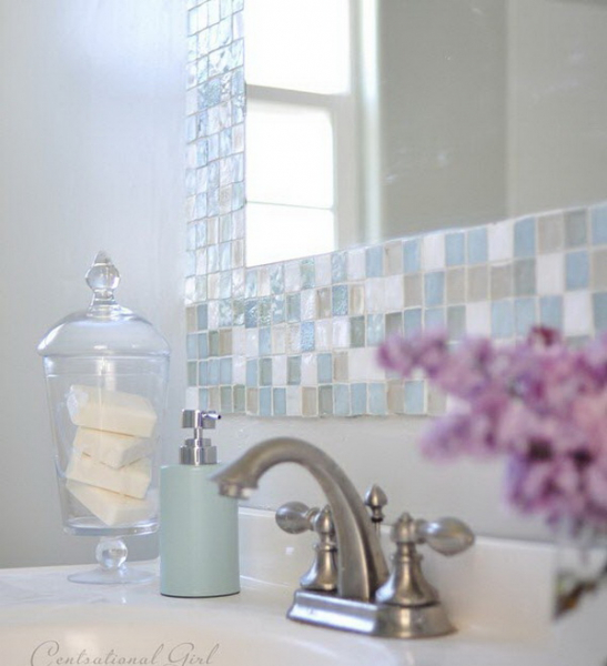Зеркало с мозаикой в ванной комнате своими руками в фото
