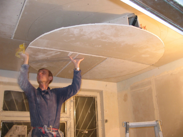 Как проводится отделка потолка гипсокартоном своими руками в фото