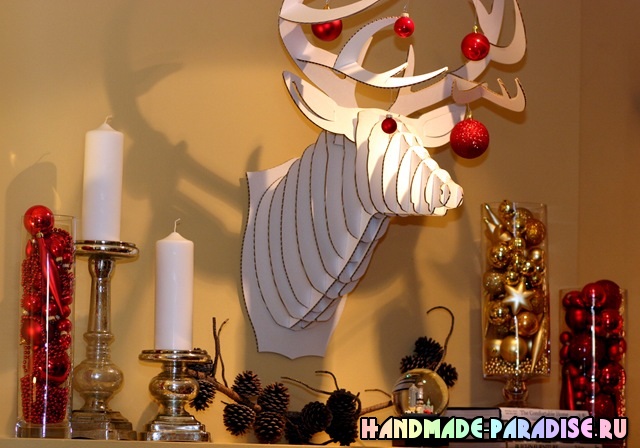 Рождественский олень из картона. Мастер-класс в фото