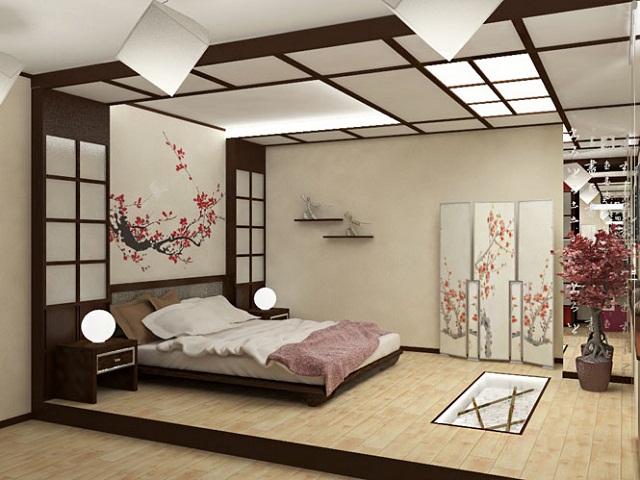 Спальня в японском стиле в фото