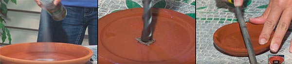 Мини-фонтан своими руками из глиняных горшков и тарелок в фото