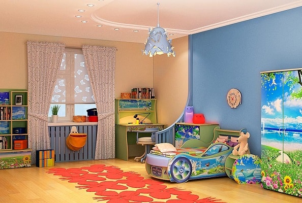 Оформление стен и интерьер детской комнаты в фото