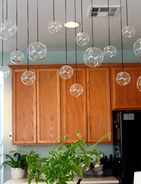 Украшение потолка стеклянными шариками в фото