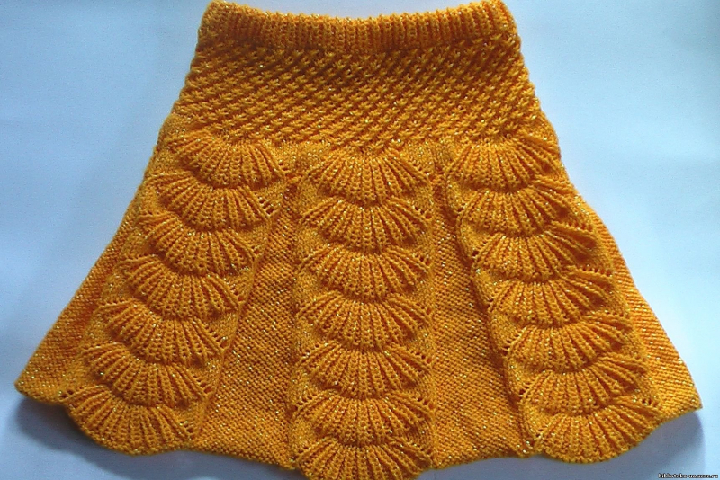 Алсацийские гребешки спицами: видео со схемой по вязанию юбки в фото