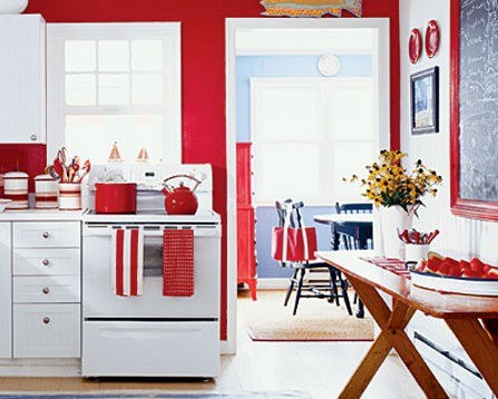 Красно-белые кухни в фото