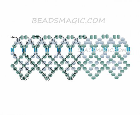 Схема плетения из бисера ожерелья «Mint» в фото