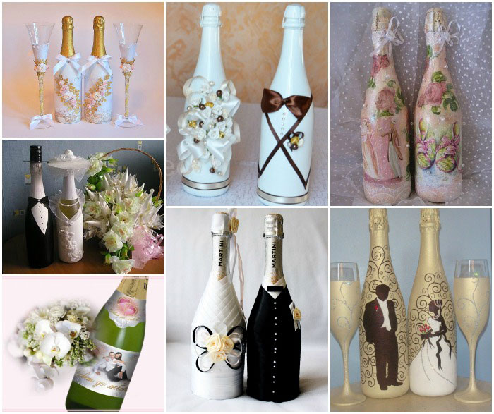 Оформление шампанского на свадьбу: мастер-класс с фото и видео в фото