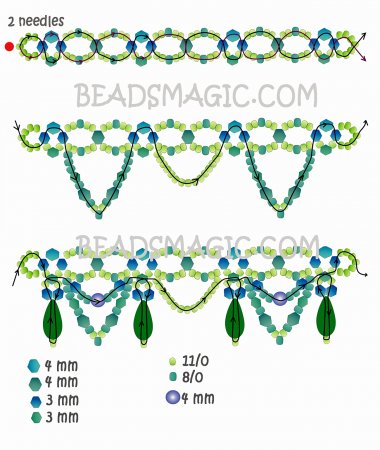 Схема плетения из бисера ожерелья «Амели» в фото