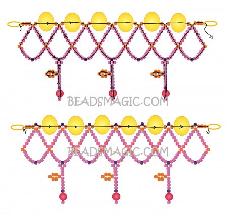 Схема плетения из бисера ожерелья «Aurora» в фото