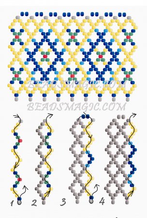 Схема плетения из бисера ожерелья «Магдалена» в фото
