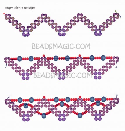 Схема плетения из бисера ожерелья «Ebony» в фото