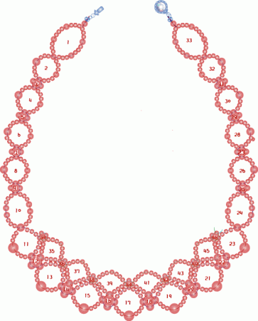 Схема плетения из бисера ожерелья «Liona» в фото