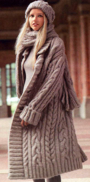 Узор для вязания спицами юбки и пальто с подробным описанием и видео в фото