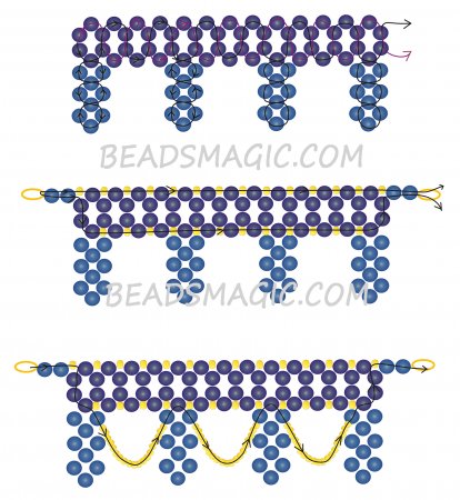 Схема плетения из бисера ожерелья «Opera» в фото