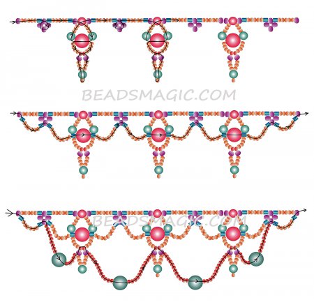 Схема плетения из бисера ожерелья «Margo» в фото