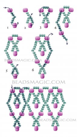 Схема плетения из бисера ожерелья «Dita» в фото