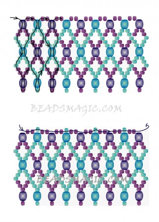 Схема плетения из бисера ожерелья «Элейн» в фото