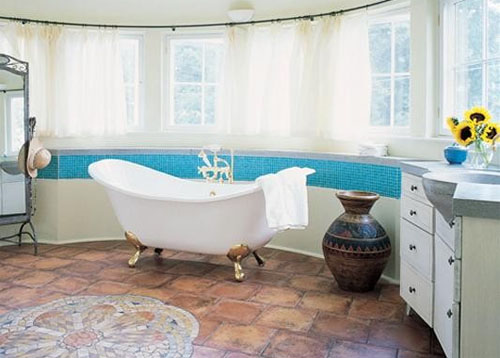Неоновые цвета в интерьере ванной комнаты в фото