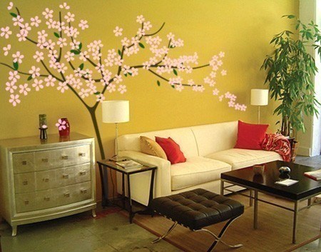 Декор однотонных стен — фото с трафаретами растений и животных в фото