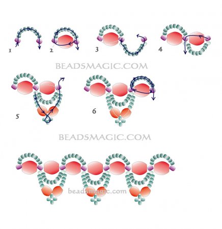 Схема плетения из бисера ожерелья «Шанталь» в фото