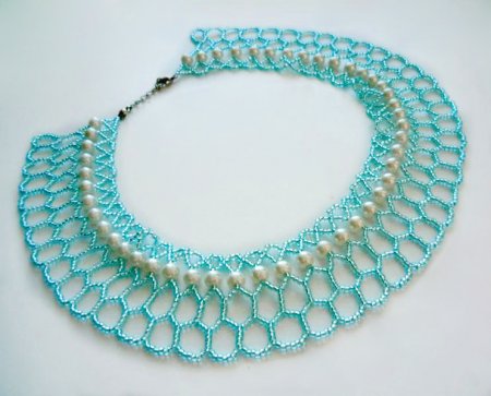 Схема плетения из бисера ожерелья «Azul» в фото