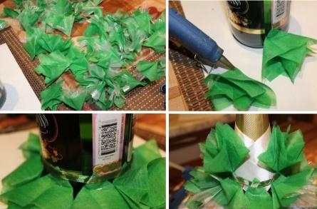 Как сделать елку из конфет своими руками и бутылки шампанского с видео в фото