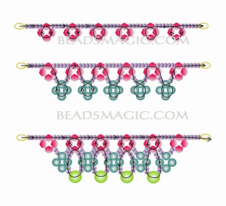 Схема плетения из бисера ожерелья «День май» в фото