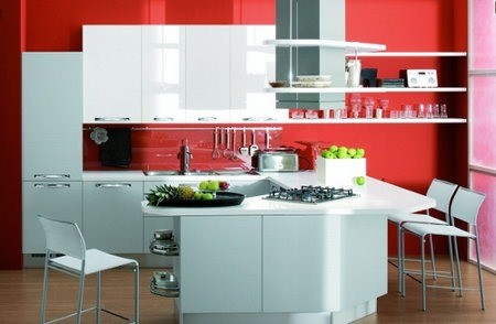 Красно-белые кухни в фото