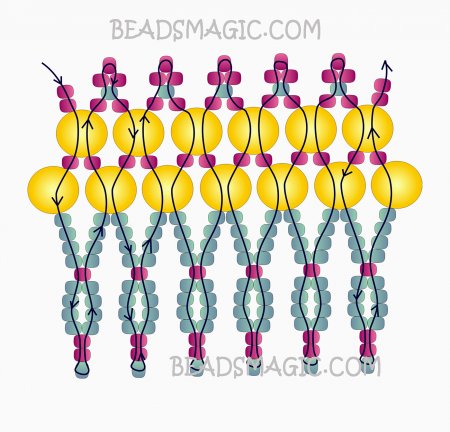 Схема плетения из бисера ожерелья «Madlena» в фото