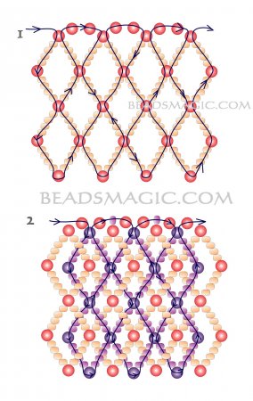 Схема плетения из бисера ожерелья «Утро» в фото