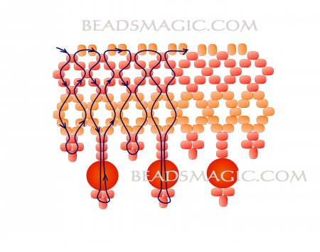Схема плетения из бисера ожерелья «Оранжевый поцелуй» в фото