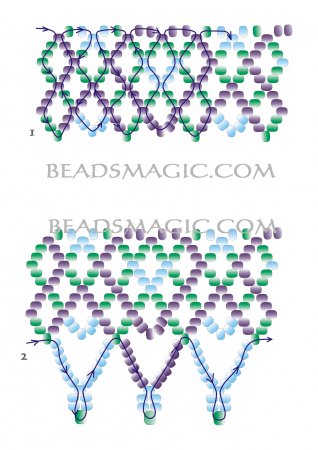 Схема плетения из бисера ожерелья «Сахара» в фото