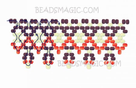 Схема плетения из бисера ожерелья «Фольклорный фестиваль» в фото