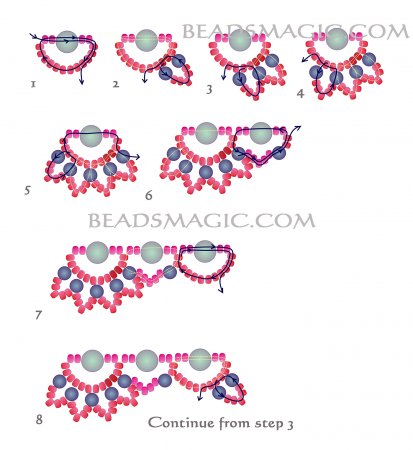 Схема плетения из бисера ожерелья «Балерина» в фото