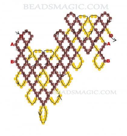 Схема плетения из бисера ожерелья «Petra» в фото