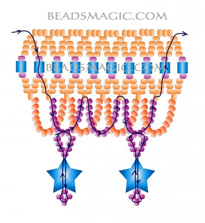 Схема плетения из бисера ожерелья «Firework» в фото