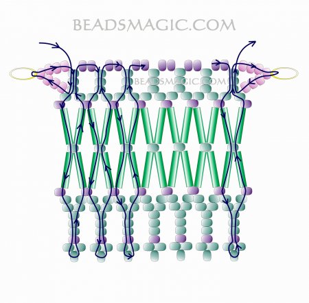 Схема плетения из бисера ожерелья «Эмма» в фото